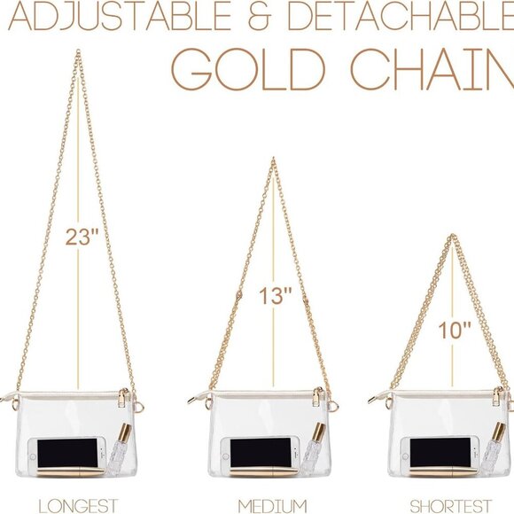 for Women - Stadium Approved Small Crossbody Bag with Zipper, Clear Stadium Bag - Picture 5 of 7